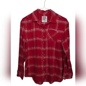 Justice Perfect Plaid Top Girl's Sz 14 Flannel Red Metallic Christmas Shirt Y-2